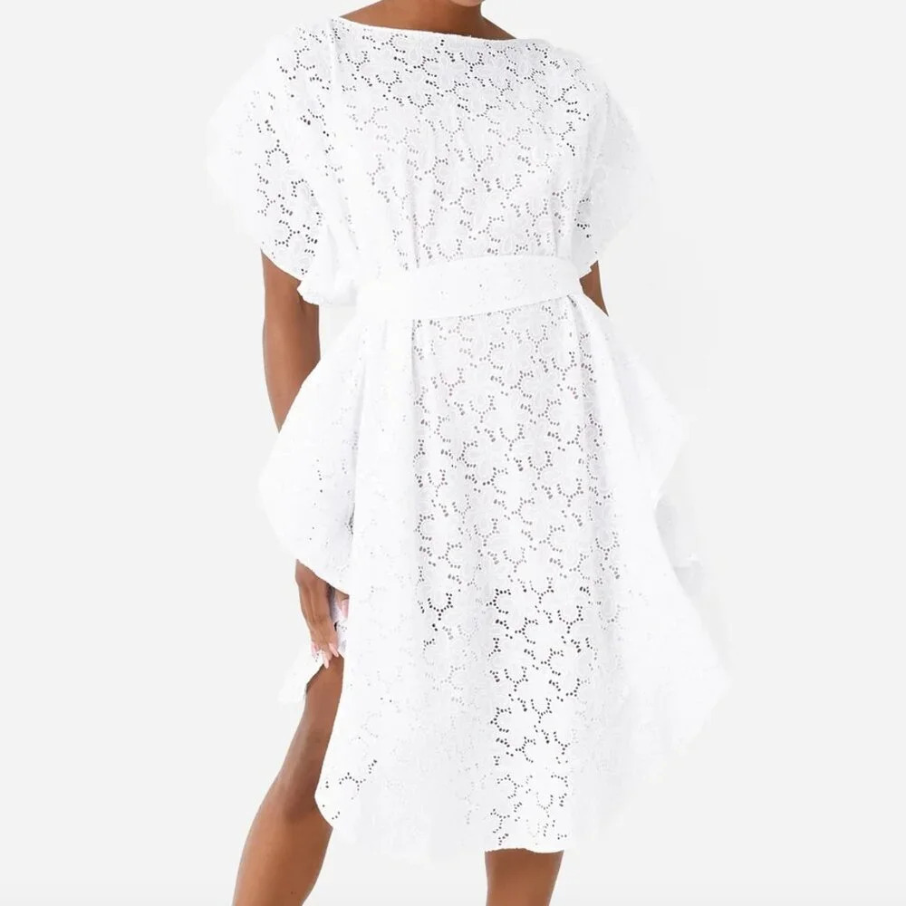 Jag Eden Dress White The Edge Loose Wide Belted Midi Dress Small